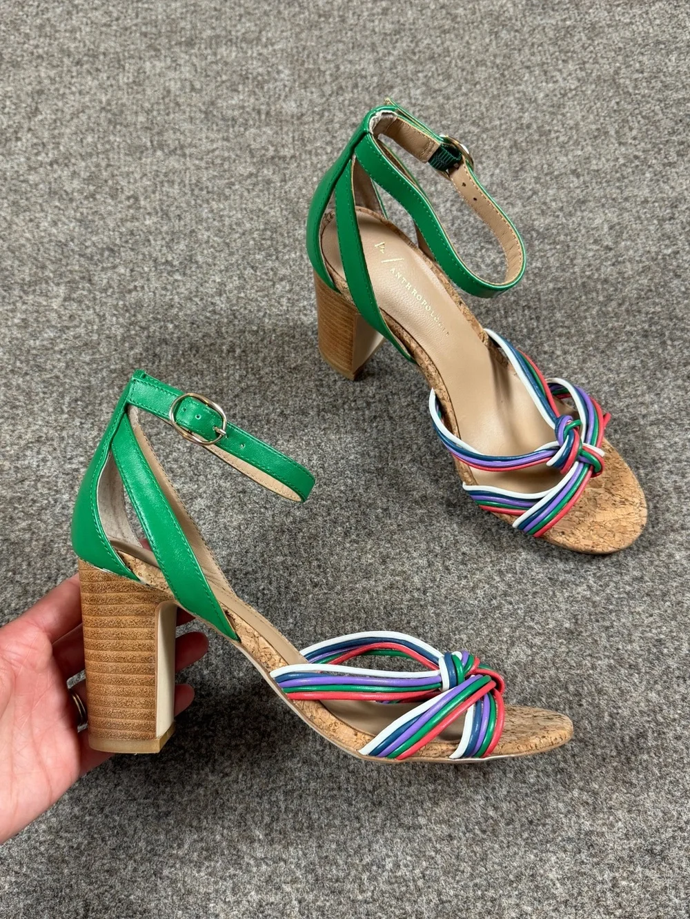 Anthropology Summer Nights Block Heel Colorful Ankle‎ Strap Sandal Women’s 6.5